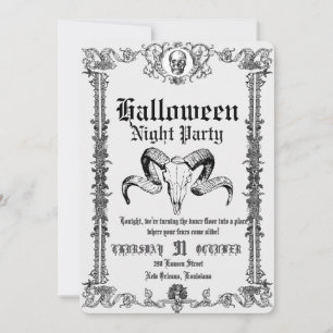 レトロ ゴシック スカル ダンス ハロウィン パーティー 招待状