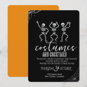 レトロ ゴシック スカル ダンス ハロウィン パーティー 招待状 (正面/裏面)