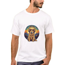 レトロ ゴールデンレトリバー 日没 Tシャツ