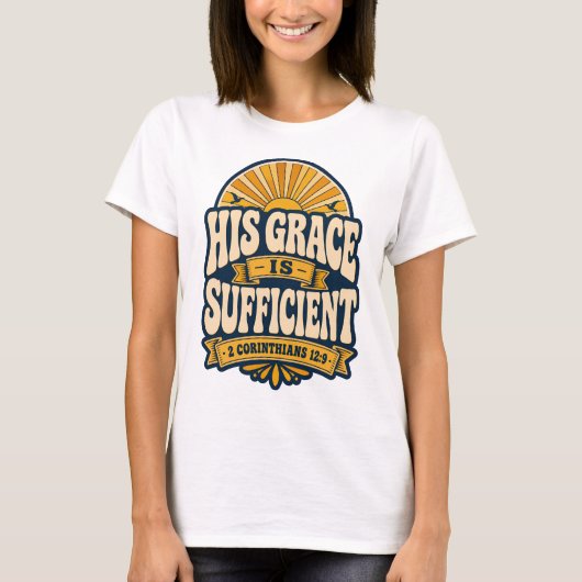 レトロ ゴールド サンバースト キリスト教 聖書 女性 Tシャツ (正面)