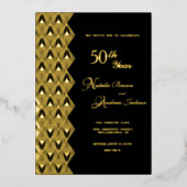 レトロ ゴールド 50周年記念 箔招待状 (正面)