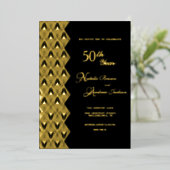 レトロ ゴールド 50周年記念 箔招待状 (立ち正面)