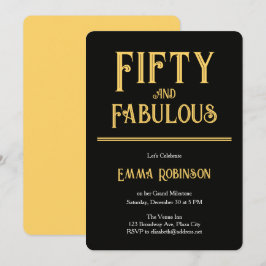 レトロ ゴールド "Fifty and Fabulous" 50歳の誕生日 招待状