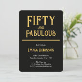 レトロ ゴールド "Fifty and Fabulous" 50歳の誕生日 招待状 (スタンド正面)