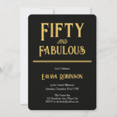 レトロ ゴールド "Fifty and Fabulous" 50歳の誕生日 招待状 (正面)
