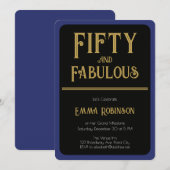 レトロ ゴールド "Fifty and Fabulous" 50歳の誕生日 招待状 (正面/裏面)
