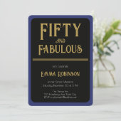 レトロ ゴールド "Fifty and Fabulous" 50歳の誕生日 招待状 (スタンド正面)