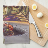 レトロ サイエンス フィクション ジャンボ センチピード 虫 戦争 キッチンタオル (四つ折り)