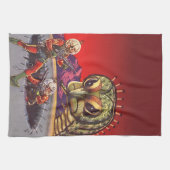 レトロ サイエンス フィクション ジャンボ センチピード 虫 戦争 キッチンタオル (横)