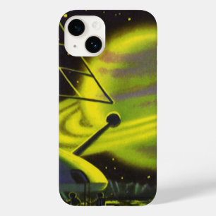 レトロ サイエンス フィクション ネオン グリーンの惑星とリング Case-Mate iPhone 14ケース