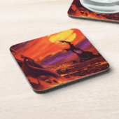 レトロ サイエンス フィクション 火山惑星 赤い溶岩で コースター (左側)