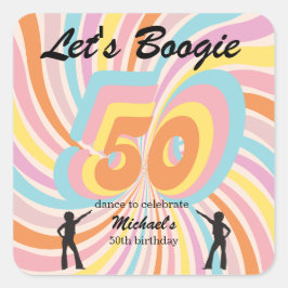 レトロ サイコ ブギー カラフル メンズ 50歳の誕生日 スクエアシール