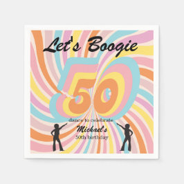 レトロ サイコ ブギー カラフル メンズ 50歳の誕生日 スタンダードカクテルナプキン