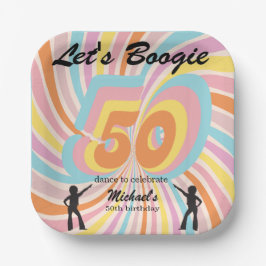 レトロ サイコ ブギー カラフル メンズ 50歳の誕生日 ペーパープレート