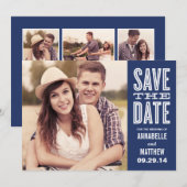 レトロ サイド ストリップ | 結婚式のお知らせ セーブザデート (正面/裏面)