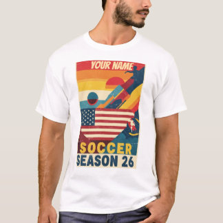 レトロ サッカー シーズン 26 USA アブストラクト グラフィック Tシャツ