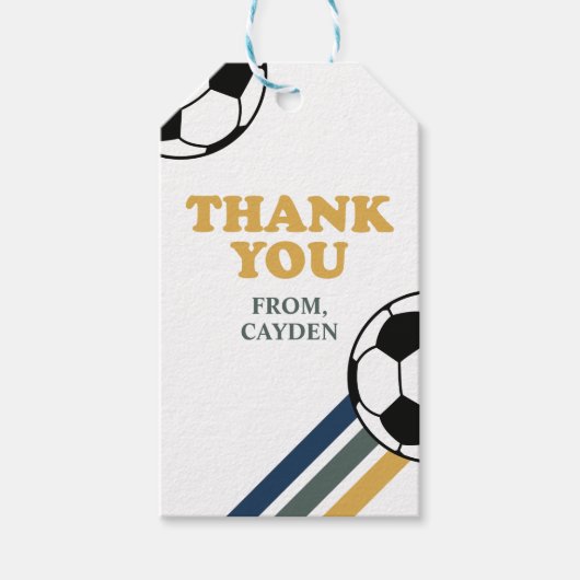 レトロ サッカー 誕生日パーティーのお礼タグ ギフトタグ (正面)
