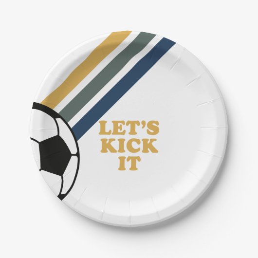 レトロ サッカー 誕生日 紙皿 (正面)