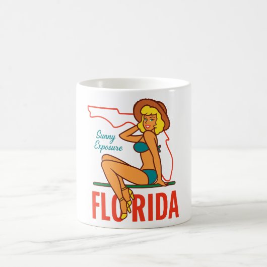 レトロ「サニーエクスポージャーFlorida」ピンアップ コーヒーマグカップ (中央)