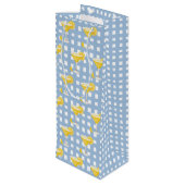 レトロ サニー イエロー レモン ドロップ ブルー チェック ワインギフトバッグ (裏面アングル)