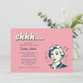 レトロ·サプライズ·シャワーまたはパーティの招待状 招待状 (スタンド正面)