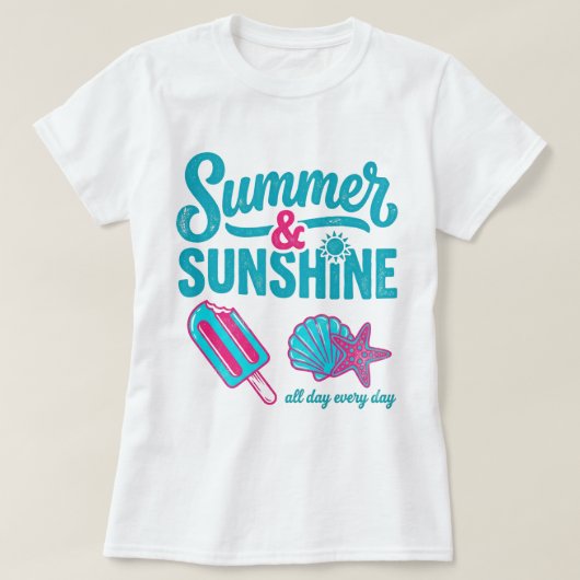 レトロ サマー サンシャイン ビーチ ラバー Tシャツ (デザイン正面)