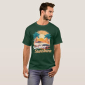 レトロ サマー サンセット キャリー ボーイ 漫画 Tシャツ (正面フル)