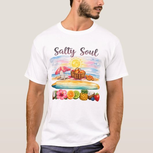 レトロ サマー ビブラ Horizontal ビーチ レイ Tシャツ (正面)