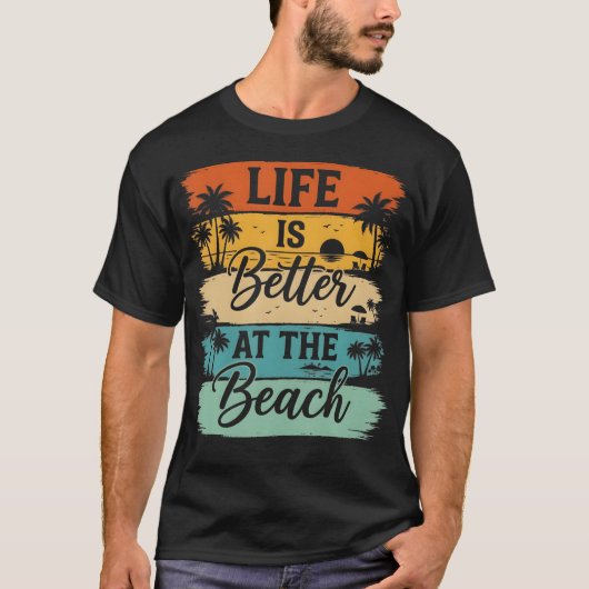 レトロ サマー ビーチライフ Tシャツ (正面)