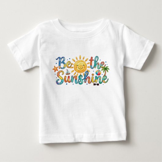 レトロ サマー ベビー Tシャツ かわいい太陽の光 (正面)