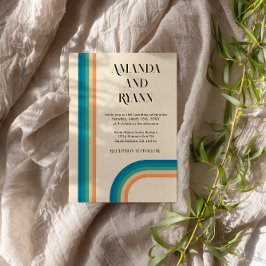 レトロ サマー ヴィンテージ ユニーク フォト ウェディング 招待状