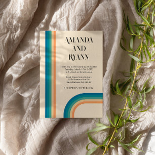 レトロ サマー ヴィンテージ ユニーク フォト ウェディング 招待状