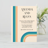 レトロ サマー ヴィンテージ ユニーク フォト ウェディング 招待状 (スタンド正面)