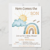 レトロ サンシャインベイビー シャワー 招待状 (正面)