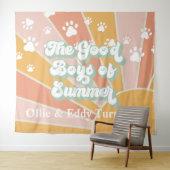 レトロ サンシャイン パウ プリント 犬の誕生日 タペストリー (インサイチュ(横))