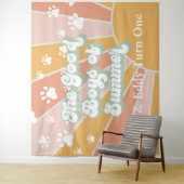 レトロ サンシャイン パウ プリント 犬の誕生日 タペストリー (インサイチュ)