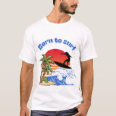 レトロ サンセット サーファー 誕生サーフィン Tシャツ (正面)
