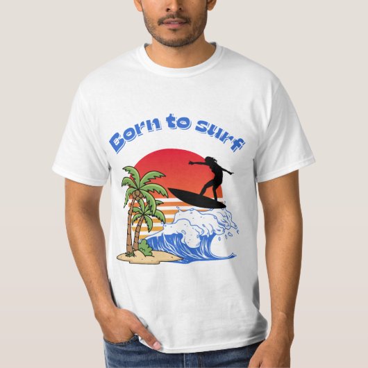 レトロ サンセット サーファー 誕生日のサーファー Tシャツ (正面)