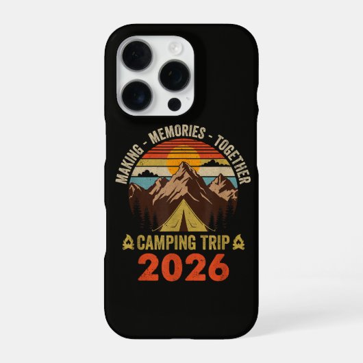 レトロ サンセット ファミリー キャンプ旅行 2026 iPhoneケース (裏面)