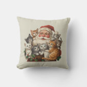 レトロ サンタクロース & 子猫 クリスマス 冬 90年代  クッション (正面)
