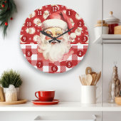 レトロ サンタクロース 赤と白のチェック柄 クリスマス ラージ壁時計