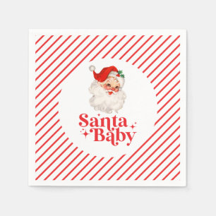 レトロ サンタベイビー クリスマス ベビーシャワー スタンダードカクテルナプキン