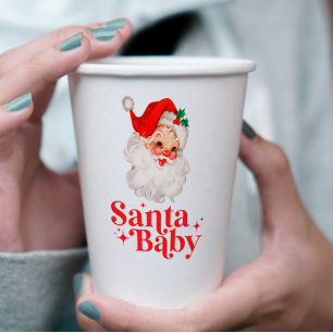レトロ サンタベイビー クリスマス ベビーシャワー 紙コップ