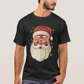 レトロ サンタ フェイス サングラス 面白い クリスマス メンズ Tシャツ