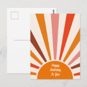 レトロ サン レイズ バースト オレンジ 誕生日 ポストカード (正面/裏面)