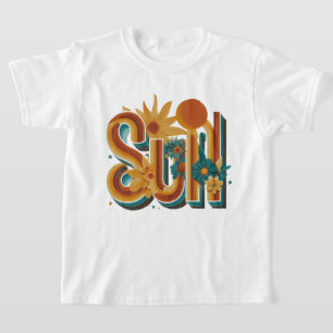 レトロ サン 70年代風フラワー グラフィックTシャツ Tシャツ
