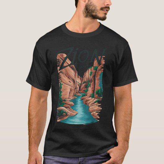 レトロ・ザイオン国立公園・ナローズ Tシャツ (正面)