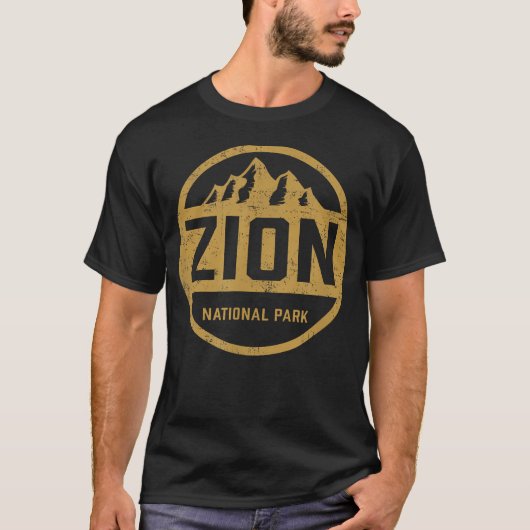 レトロ ザイオン国立公園 ユタ マウンテン 男女兼用 Tシャツ (正面)