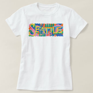 レトロ シアトル スペースニードル レインヤー オルカ クジラ Tシャツ