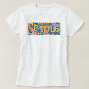 レトロ シアトル スペースニードル レインヤー オルカ クジラ Tシャツ